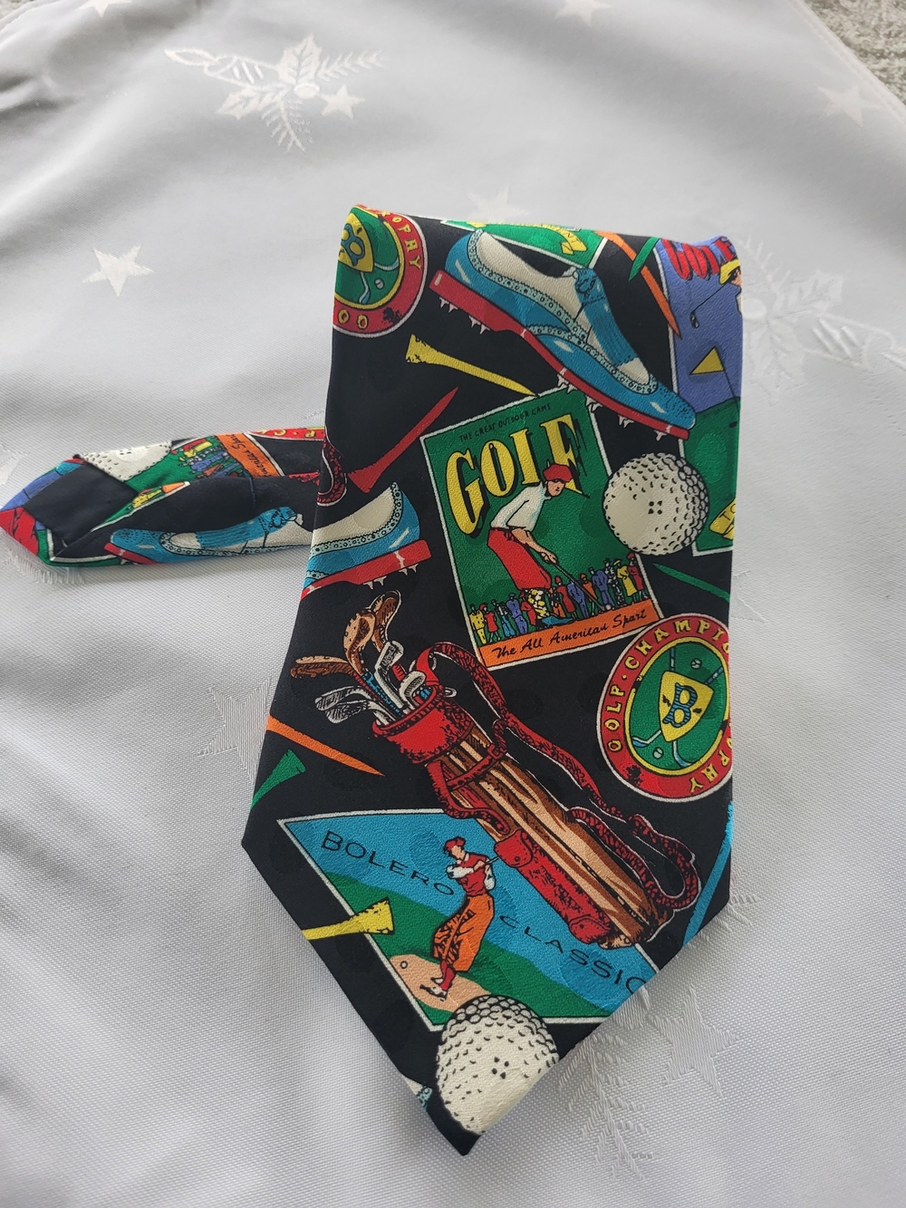 Addiction Golf Black Multicolor Print Necktie